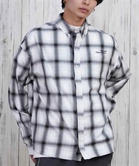 ELEMENT エレメント 長袖 シャツ メンズ チェックシャツ ビッグシルエット BF021-101(WHT-M)