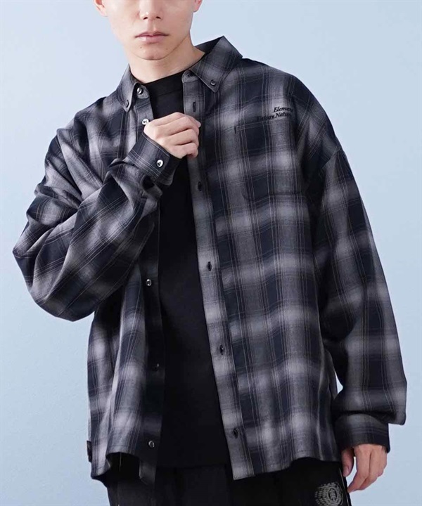 ELEMENT エレメント 長袖 シャツ メンズ チェックシャツ ビッグシルエット BF021-101
