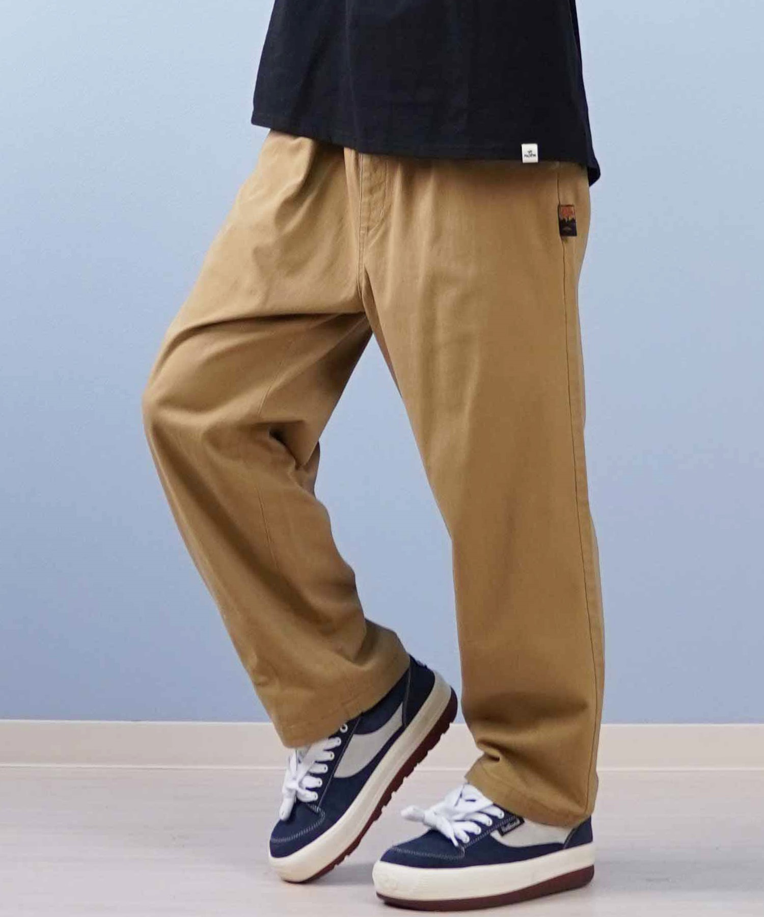 ELEMENT エレメント ロングパンツ メンズ ロンパン ワイドシルエット ワンポイント BF021-700(BEG-M)