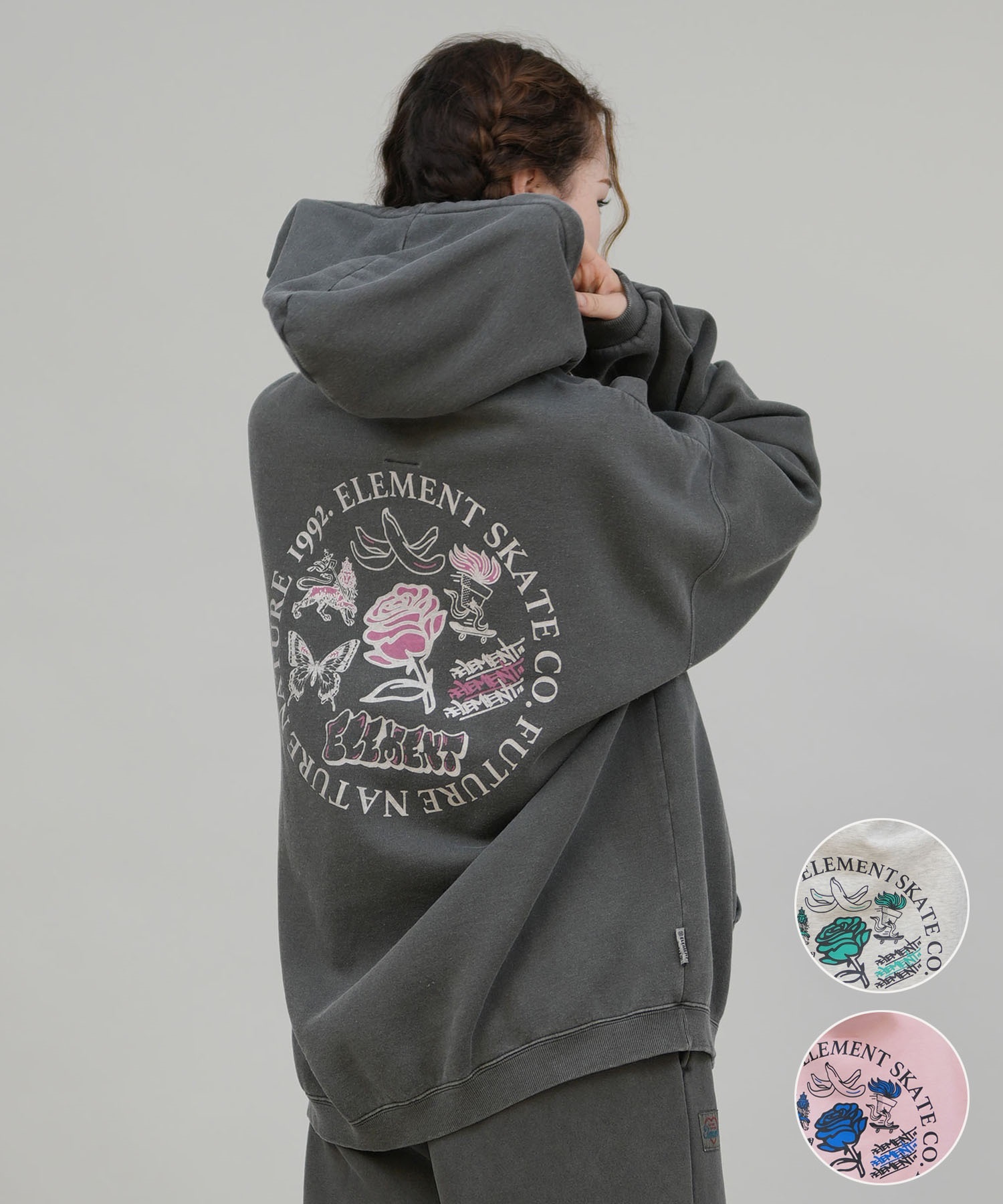 ELEMENT エレメント ジップアップ パーカー レディース バックプリント ESSENTIAL FULL ZIP W BF024-030(PNK-M)