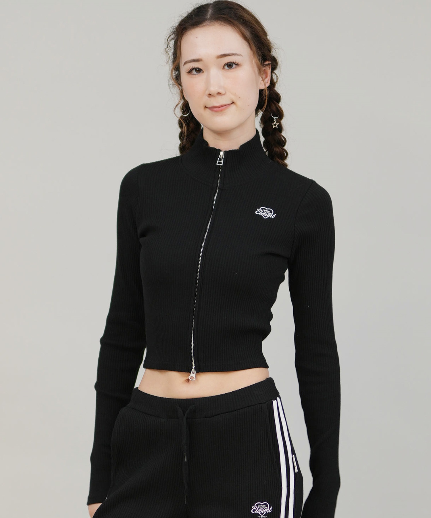 ELEMENT エレメント スウェット ジャケット レディース リブ ジップアップ TIGHT RIB FULL ZIP W BF024-031(FBK-M)
