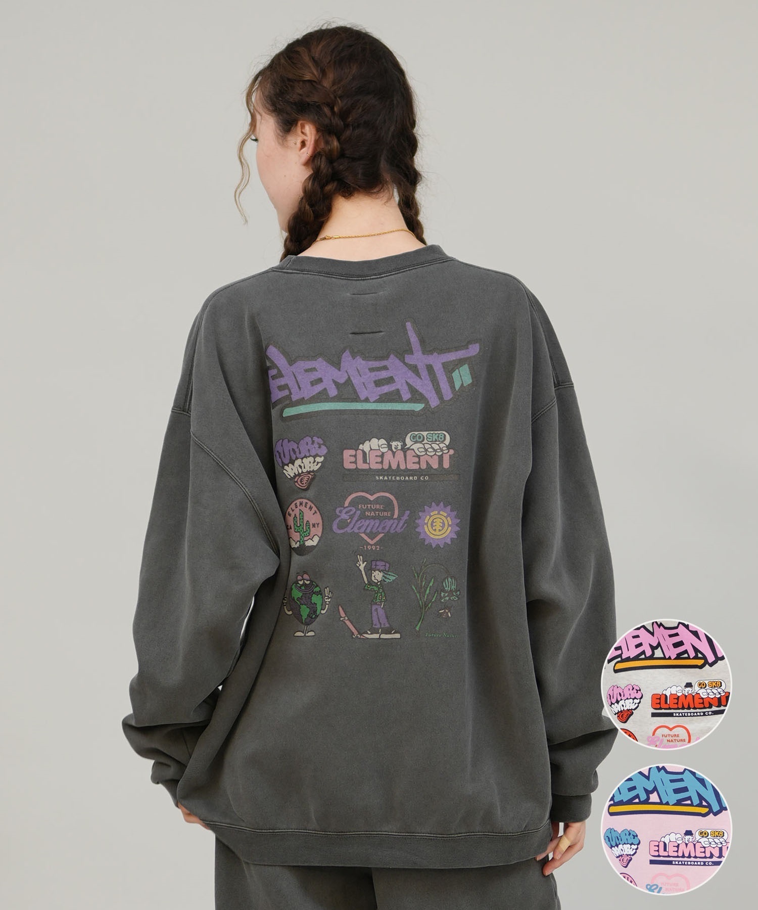 ELEMENT エレメント トレーナー スウェット レディース バックプリント ACOMPANY CREW W BF024-034(PNK-M)