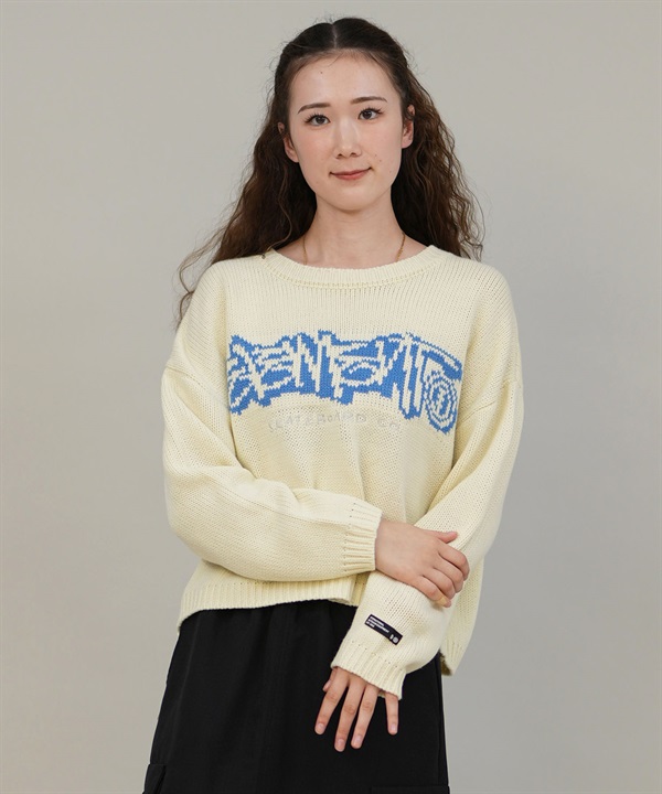 ELEMENT エレメント ニット セーター レディース クロップド丈 ショート丈 LOGO KNIT BF024-651