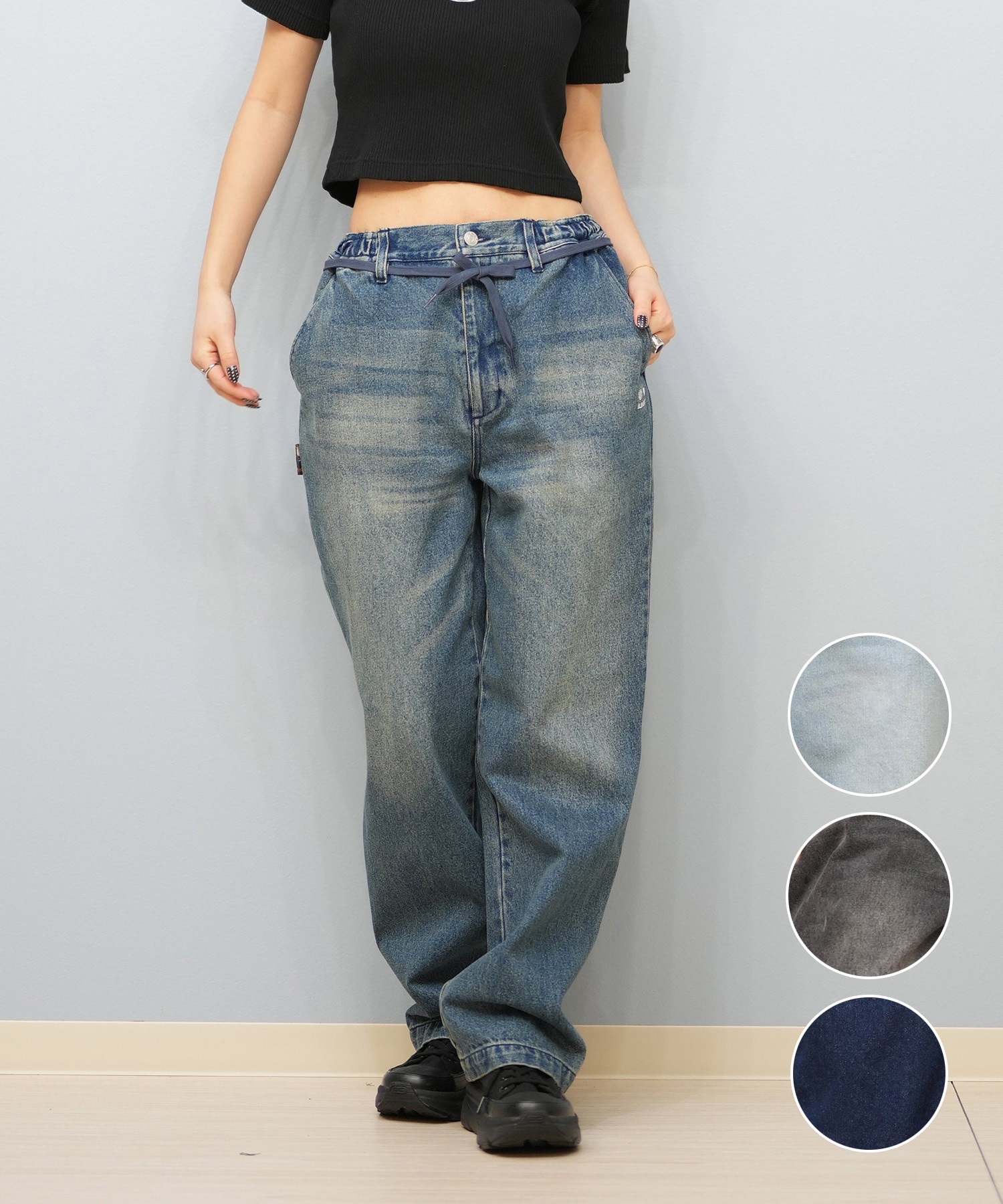 ELEMENT エレメント レディース ロングパンツ ワイドデニムパンツ ユニセックス BF023-707(BFAD-F)