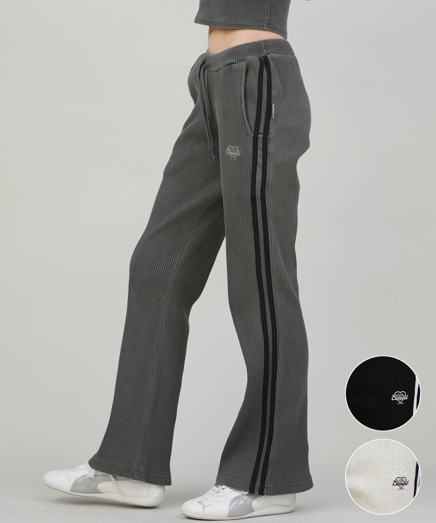 ELEMENT エレメント ロングパンツ レディース リブ フレアパンツ セットアップ対応 SHOD PANTS RIB BF024-728(FBK-M)