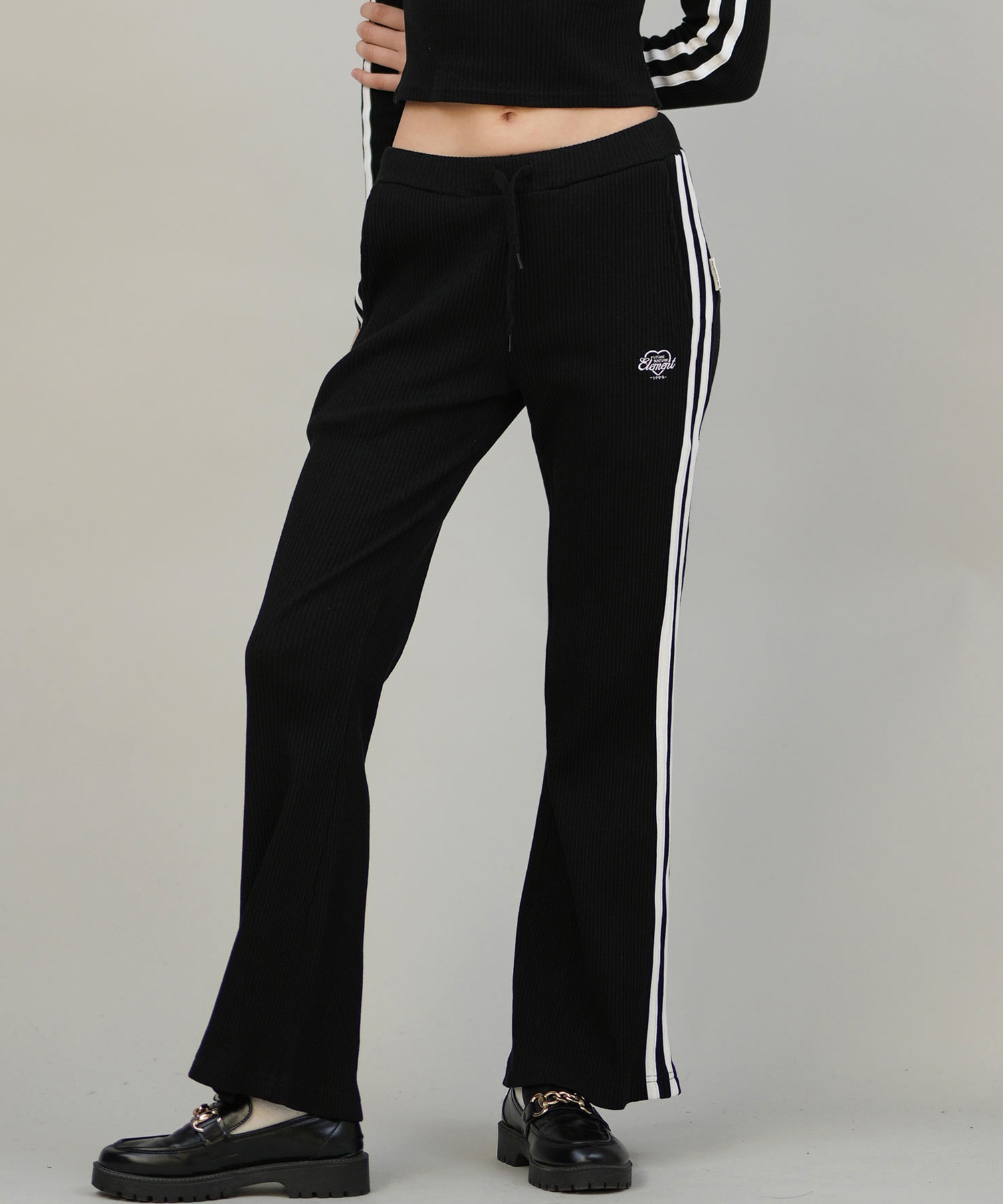ELEMENT エレメント ロングパンツ レディース リブ フレアパンツ セットアップ対応 SHOD PANTS RIB BF024-728(FBK-M)