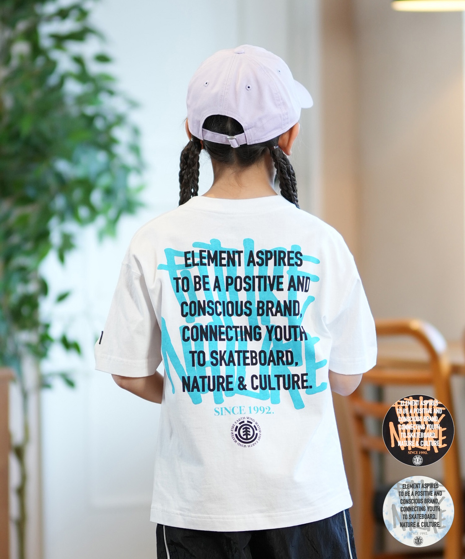 ELEMENT エレメント Tシャツ キッズ 半袖 バックプリント LAYER TAGGING SS YOUTH BF025-232(WHT-130cm)