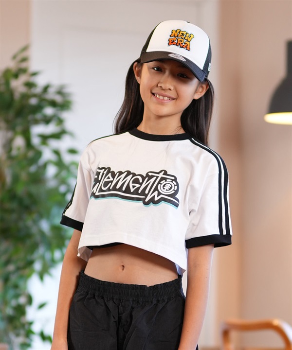 ELEMENT エレメント 半袖 Tシャツ キッズ ジュニア 子供 クロップド丈 ショート丈 ロゴ TAG SS GIRLS BF02E-256