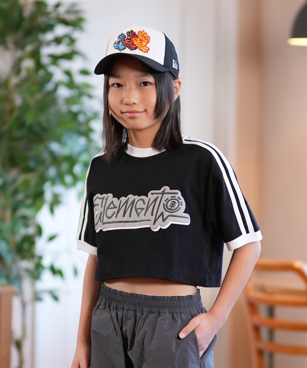 ELEMENT エレメント 半袖 Tシャツ キッズ ジュニア 子供 クロップド丈 ショート丈 ロゴ TAG SS GIRLS BF02E-256