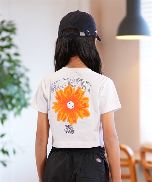 ELEMENT エレメント 半袖 Tシャツ キッズ ジュニア 子供 クロップド丈 ショート丈 花 FLOWER SS GIRLS BF02E-257