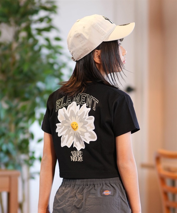 ELEMENT エレメント 半袖 Tシャツ キッズ ジュニア 子供 クロップド丈 ショート丈 花 FLOWER SS GIRLS BF02E-257