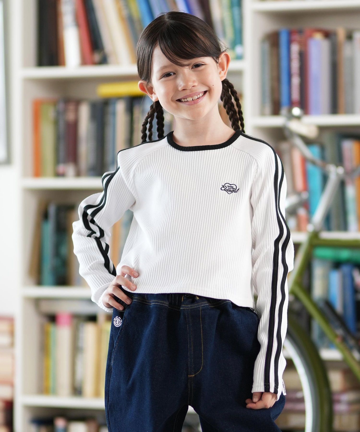ELEMENT エレメント 長袖 Tシャツ キッズ ジュニア ロンT RIB LINE LS
