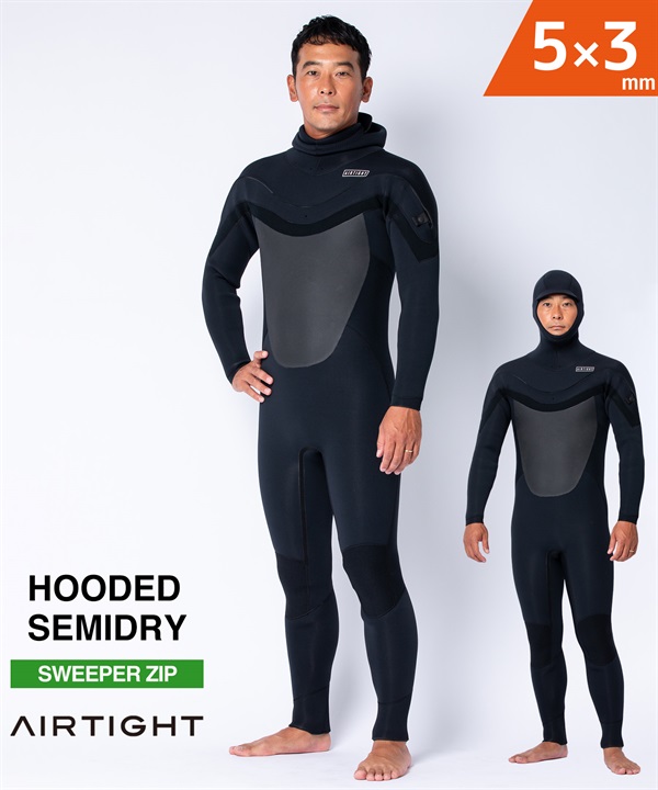 AIRTIGHT エアータイト LCZ HOODED EDGE 5X3mm メンズ サーフィン ウェットスーツ セミドライ ムラサキスポーツ限定