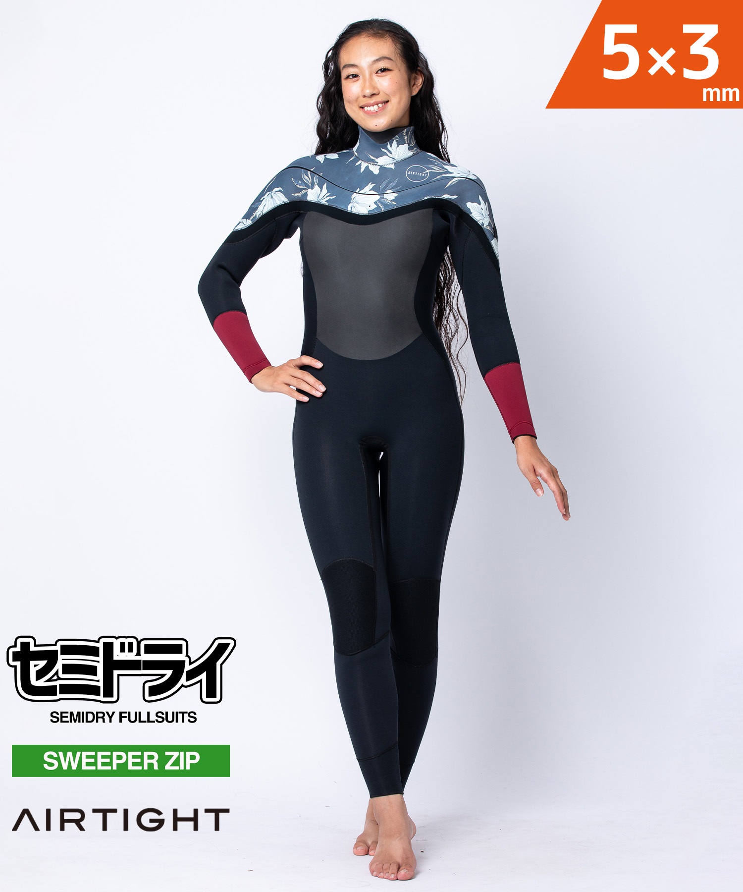 AIRTIGHT エアータイト LCZ PRM EDGE 5X3mm レディース サーフィン ウェットスーツ セミドライ ムラサキスポーツ限定(BIGFW-XS)