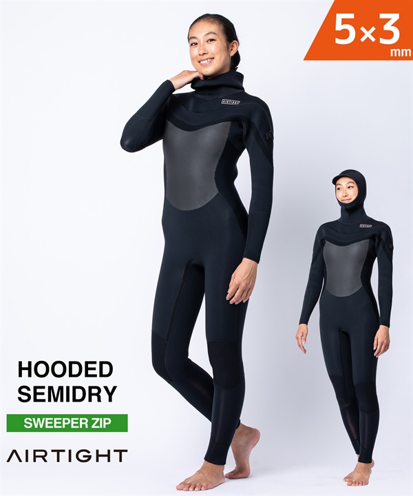 AIRTIGHT エアータイト LCZ HOODED EDGE 5X3mm レディース サーフィン ウェットスーツ セミドライ ムラサキスポーツ限定