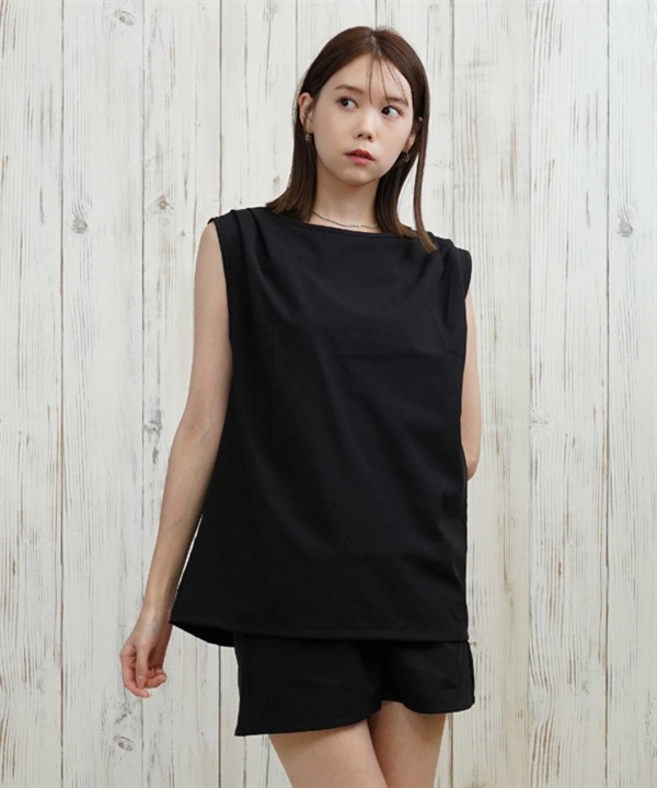 OP オーシャンパシフィック 水着 ビキニ 4点セット レディース タンクトップ トランクス キャミソール ショーツ ラッシュガード 水陸両用 525825