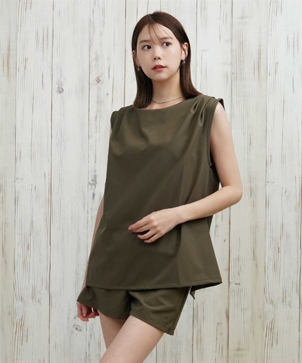 OP オーシャンパシフィック 水着 ビキニ 4点セット レディース タンクトップ トランクス キャミソール ショーツ ラッシュガード 水陸両用 525825