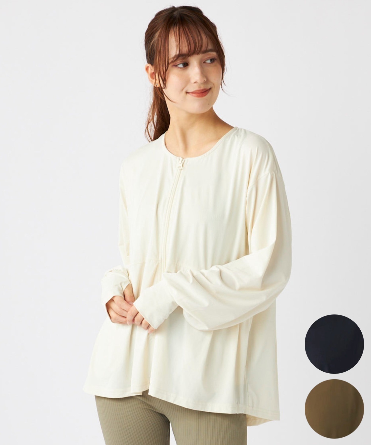 OP オーピー 水着 ラッシュガード 長袖 Tシャツ ロンT レディース ジップアップ UVカット 水陸両用 525444