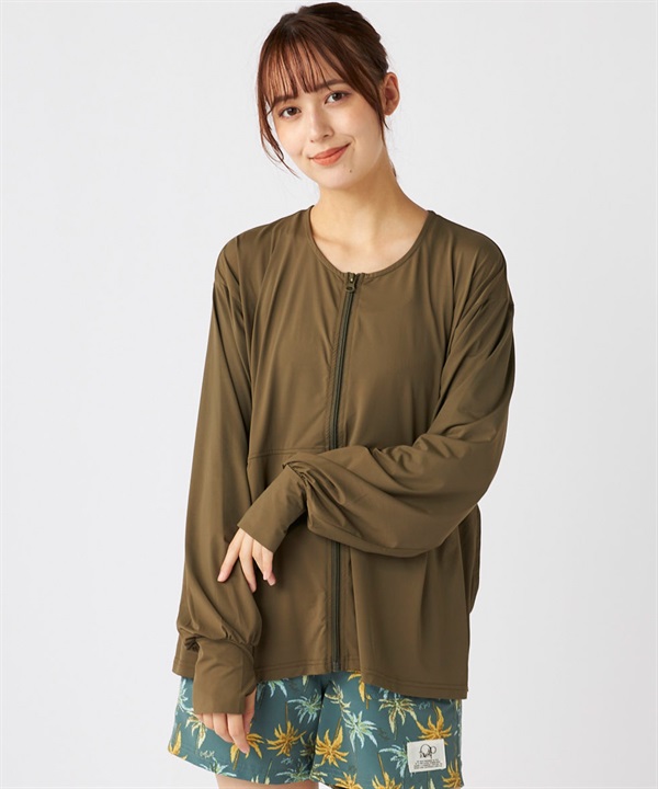OP オーピー 水着 ラッシュガード 長袖 Tシャツ ロンT レディース ジップアップ UVカット 水陸両用 525444