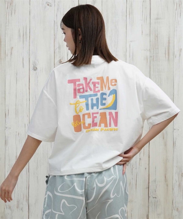 OP オーシャンパシフィック 水着 ラッシュガード 半袖 Tシャツ レディース バックプリント 水陸両用 耐塩素 吸汗速乾 UVカット 525463