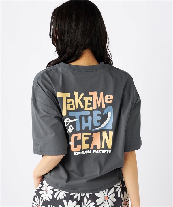 OP オーシャンパシフィック 水着 ラッシュガード 半袖 Tシャツ レディース バックプリント 水陸両用 耐塩素 吸汗速乾 UVカット 525463