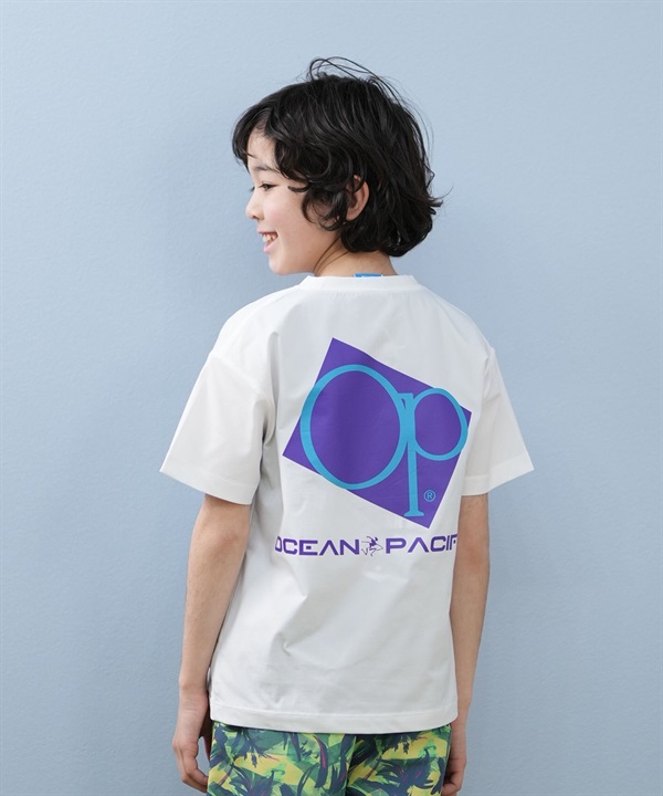 OP オーシャンパシフィック 半袖 Tシャツ キッズ ジュニア 子供 水陸両用 ラッシュガード バックプリント ロゴ 565466