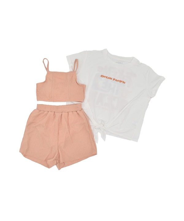 OP オーシャンパシフィック 水着 セット キッズ ジュニア 子供 半袖 ラッシュガード Tシャツ ロゴ ガールズ 565802