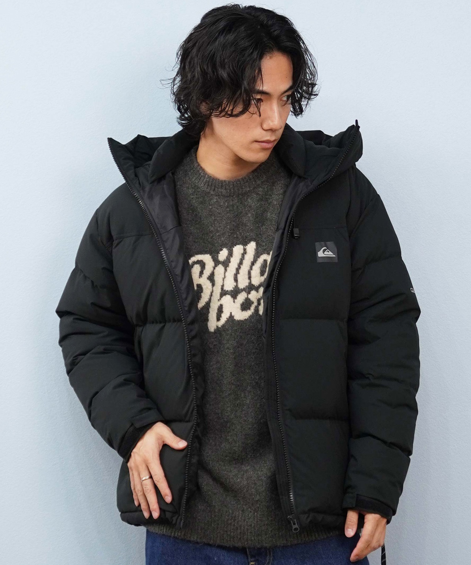 QUIKSILVER クイックシルバー ダウン ジャケット メンズ 撥水 防風 中綿 STRONG WIND DOWN JACKET QJK254003(BLK-M)