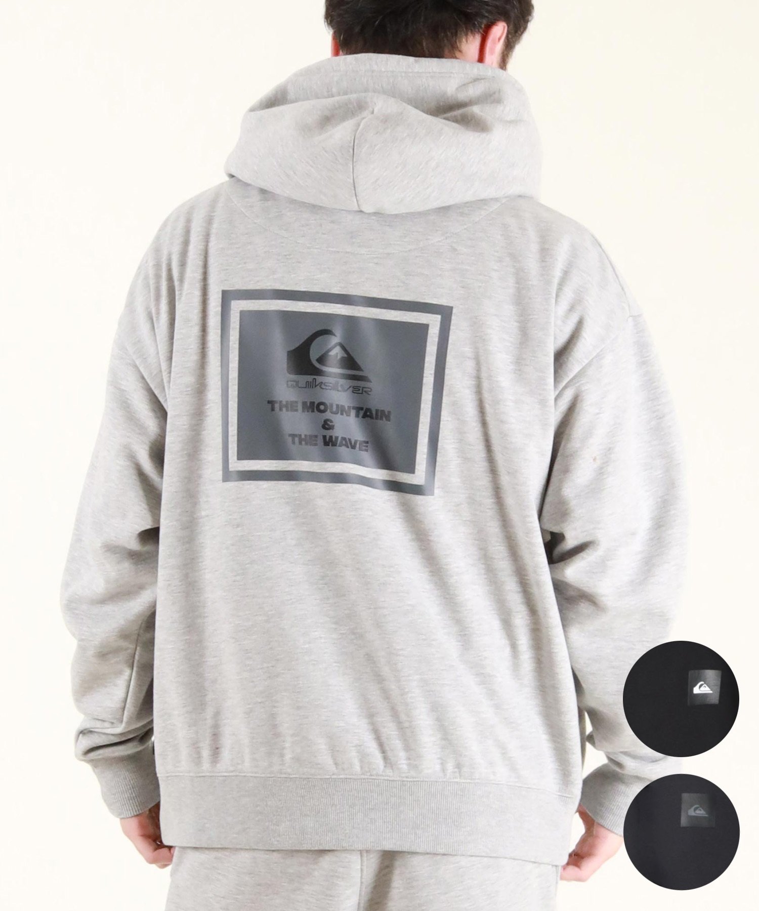 QUIKSILVER クイックシルバー プルオーバー パーカー メンズ スウェット フーディー バックプリント 防風 撥水 セットアップ対応 QPO254603M ムラサキスポーツ限定(BLK-M)