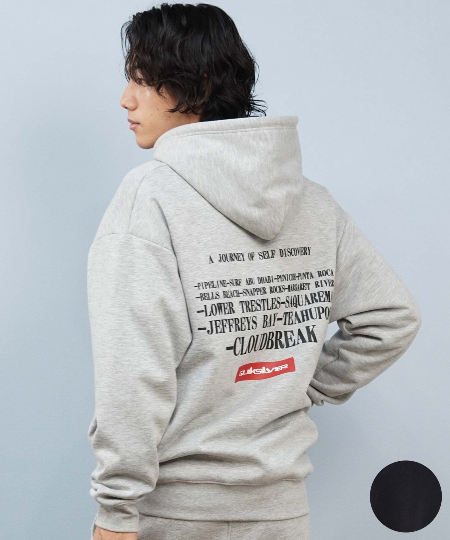 QUIKSILVER クイックシルバー ジップアップ パーカー メンズ バックプリント 防風 撥水 WR ICON OF SURF ZIP PK QZP254006(BLK-M)