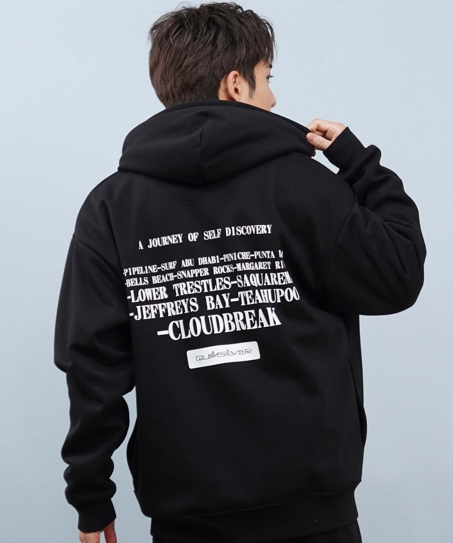 QUIKSILVER クイックシルバー ジップアップ パーカー メンズ バックプリント 防風 撥水 WR ICON OF SURF ZIP PK QZP254006(BLK-M)