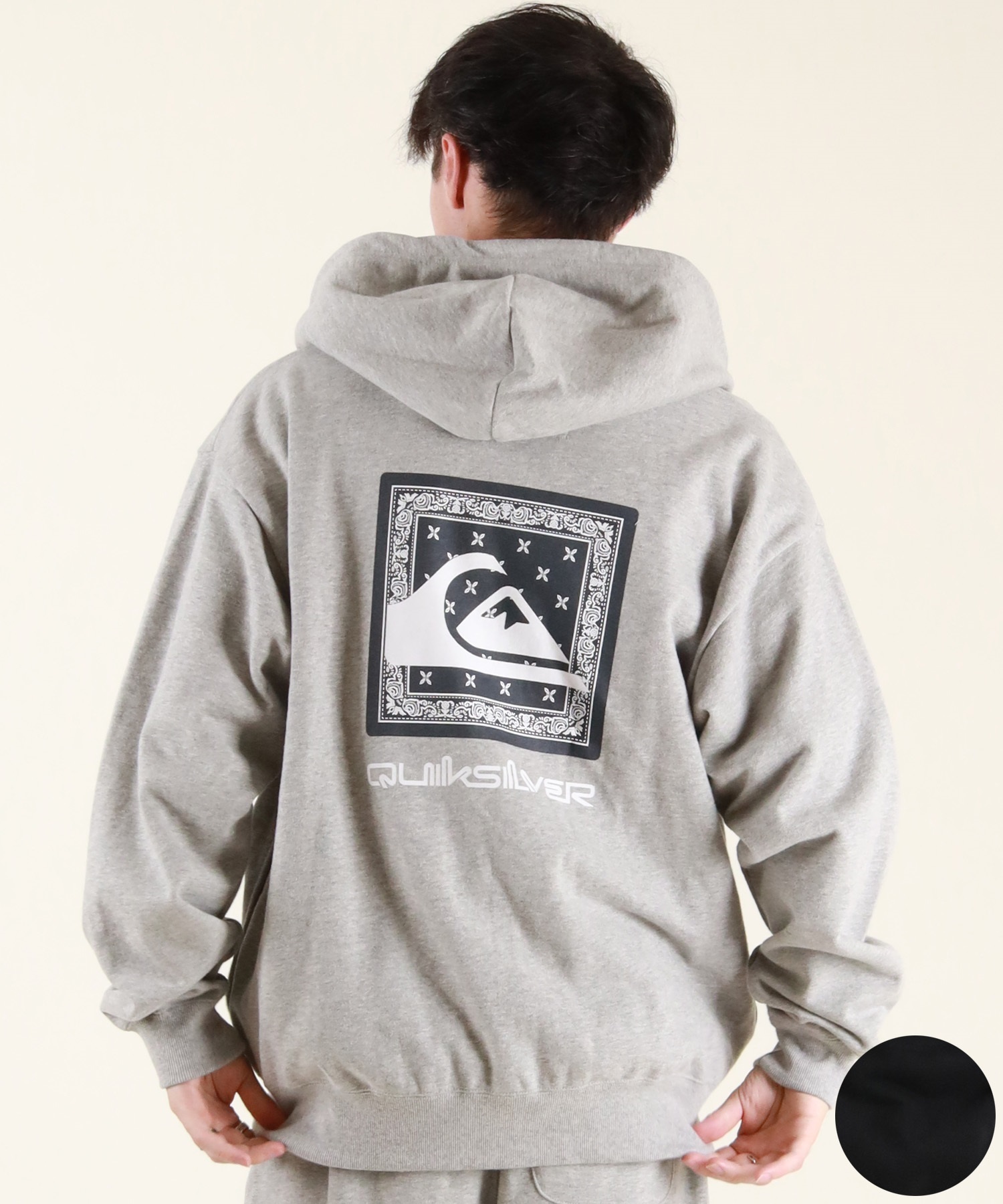 QUIKSILVER クイックシルバー ジップアップ パーカー メンズ バックプリント 裏毛 QZP254604M ムラサキスポーツ限定(BLK-M)