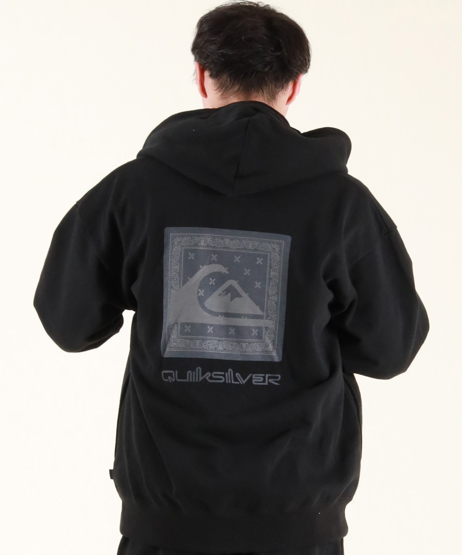 QUIKSILVER クイックシルバー ジップアップ パーカー メンズ バックプリント 裏毛 QZP254604M ムラサキスポーツ限定(BLK-M)
