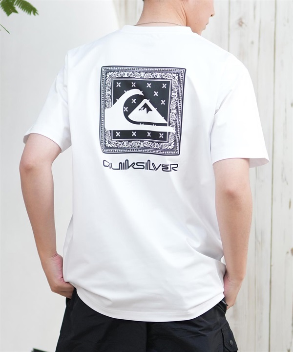 QUIKSILVER クイックシルバー ラッシュガード メンズ 半袖 Tシャツ バックプリント 水陸両用 UVカット QLY251624M ムラサキスポーツ限定(WHT1-M)