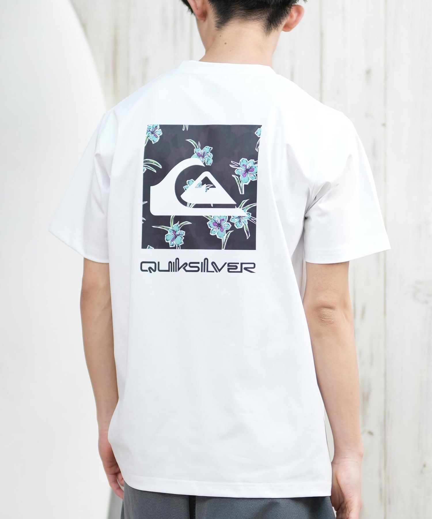 QUIKSILVER クイックシルバー ラッシュガード メンズ 半袖 Tシャツ バックプリント 水陸両用 UVカット QLY251624M ムラサキスポーツ限定(WHT2-M)