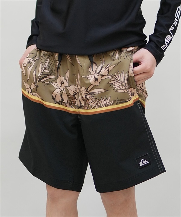 QUIKSILVER クイックシルバー 水着 海パン トランクス サーフパンツ キッズ ジュニア 子供 花柄 ロゴ FLORAL VOLLEY YOUTH 16 KBS252002