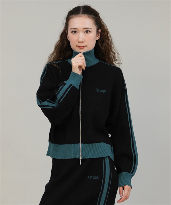 CONVERSE コンバース アウター レディース ニットジャケット ラインスリーブ ダブルジップ セットアップ対応  5487-6807