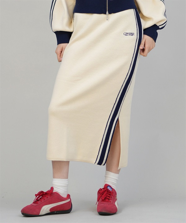 CONVERSE コンバース ロングスカート レディース ニットスカート サイドライン ナロースカート セットアップ対応  5487-6462
