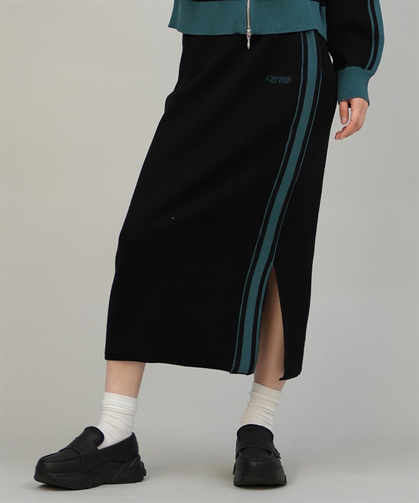 CONVERSE コンバース ロングスカート レディース ニットスカート サイドライン ナロースカート セットアップ対応  5487-6462