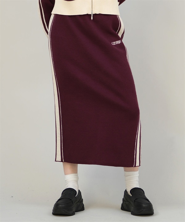 CONVERSE コンバース ロングスカート レディース ニットスカート サイドライン ナロースカート セットアップ対応  5487-6462