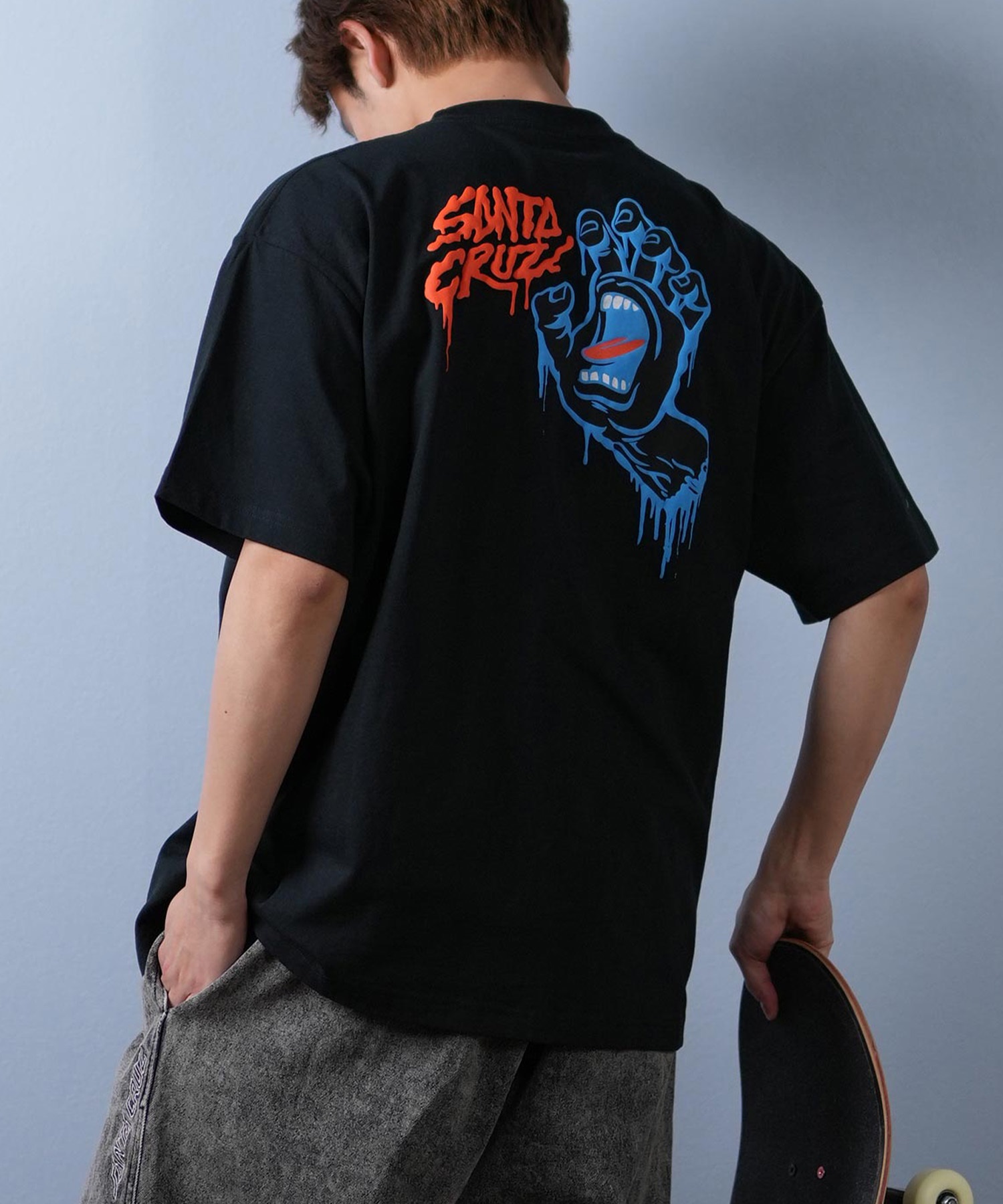 SANTACRUZ サンタクルーズ 半袖 Tシャツ メンズ バックプリント ロゴ スクリーミングハンド 502252403 ムラサキスポーツ限定(OFFBK-M)