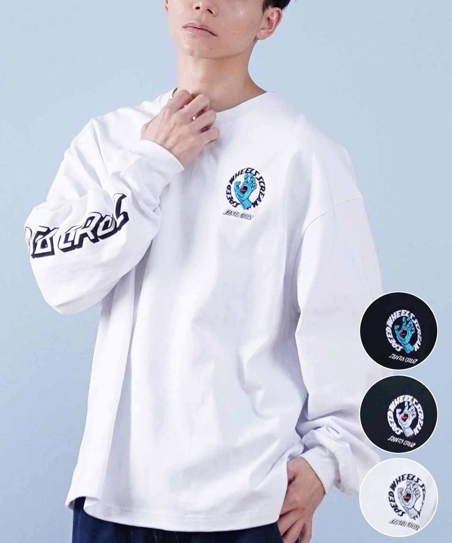 SANTACRUZ サンタクルーズ 長袖 Tシャツ メンズ ワンポイント刺しゅう