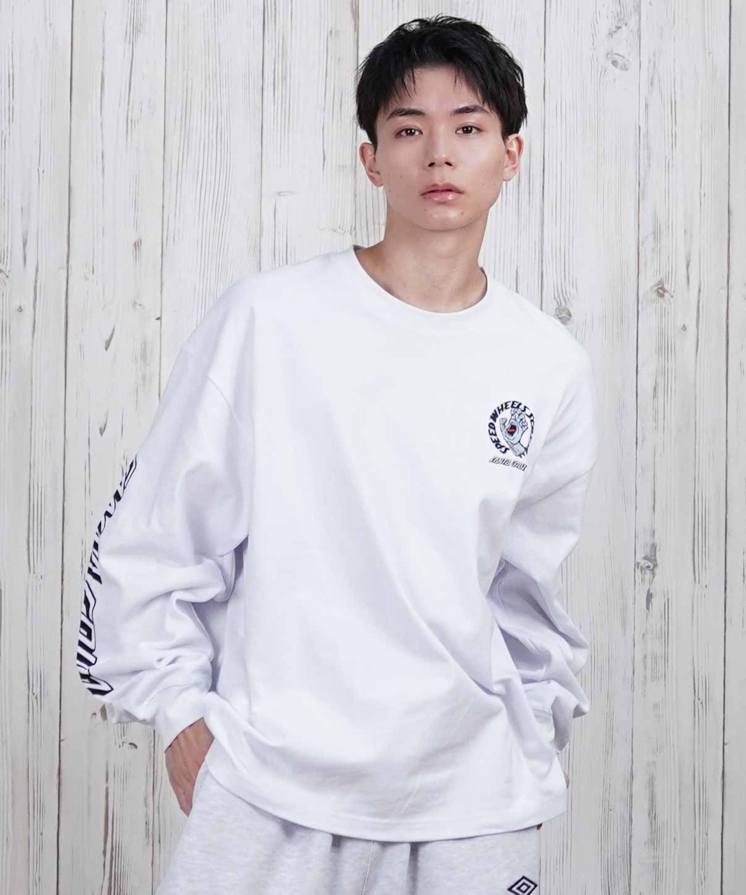 SANTACRUZ サンタクルーズ 長袖 Tシャツ メンズ ワンポイント刺しゅう