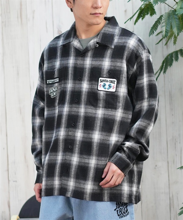 SANTACRUZ サンタクルーズ 長袖 シャツ メンズ オンブレチェックシャツ ビッグシルエット 502251201 ムラサキスポーツ限定