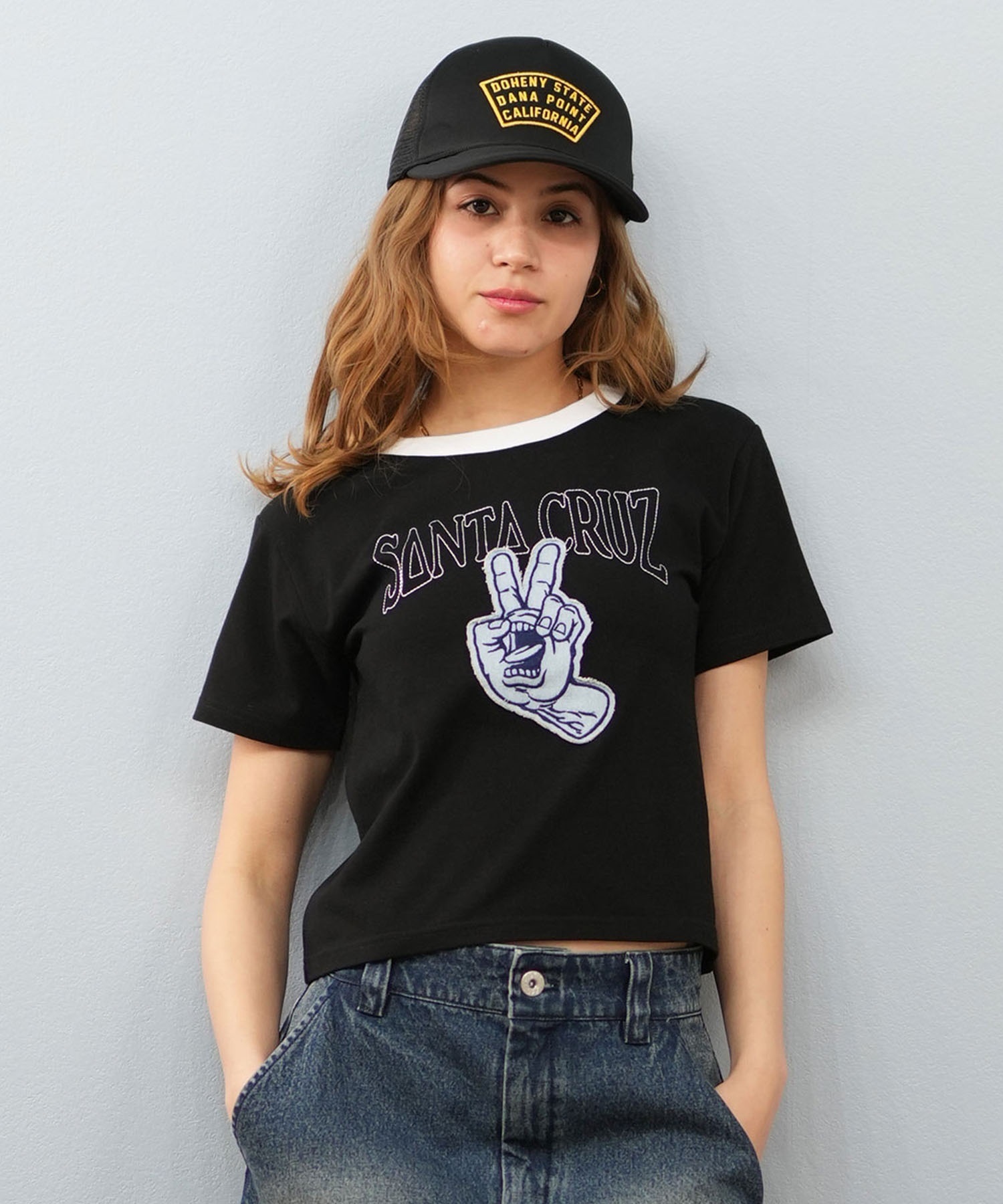 SANTACRUZ サンタクルーズ 半袖 Tシャツ レディース ミニT クロップド丈 ロゴ 502252437 ムラサキスポーツ限定(OFFBK-M)