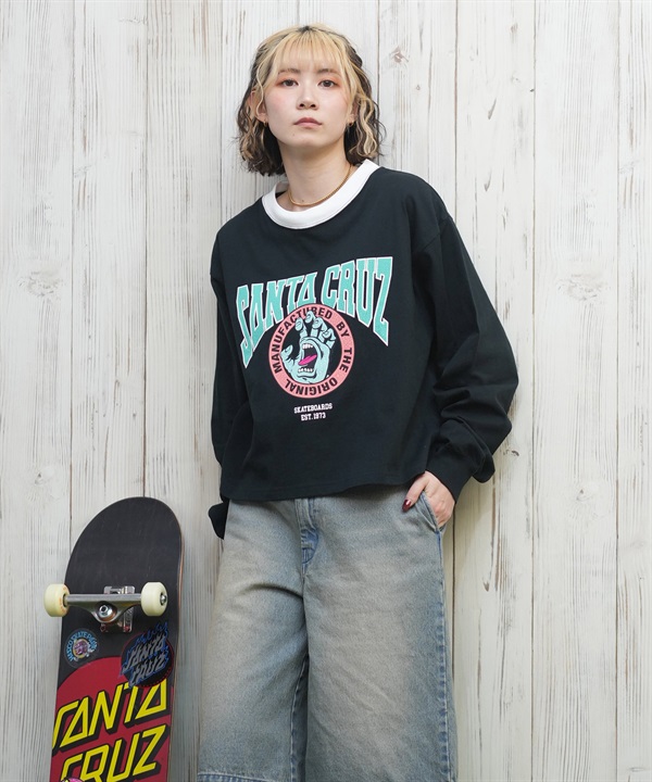 SANTACRUZ サンタクルーズ 長袖 Tシャツ レディース ロンT リンガーシャツ クロップド丈 502251433 ムラサキスポーツ限定