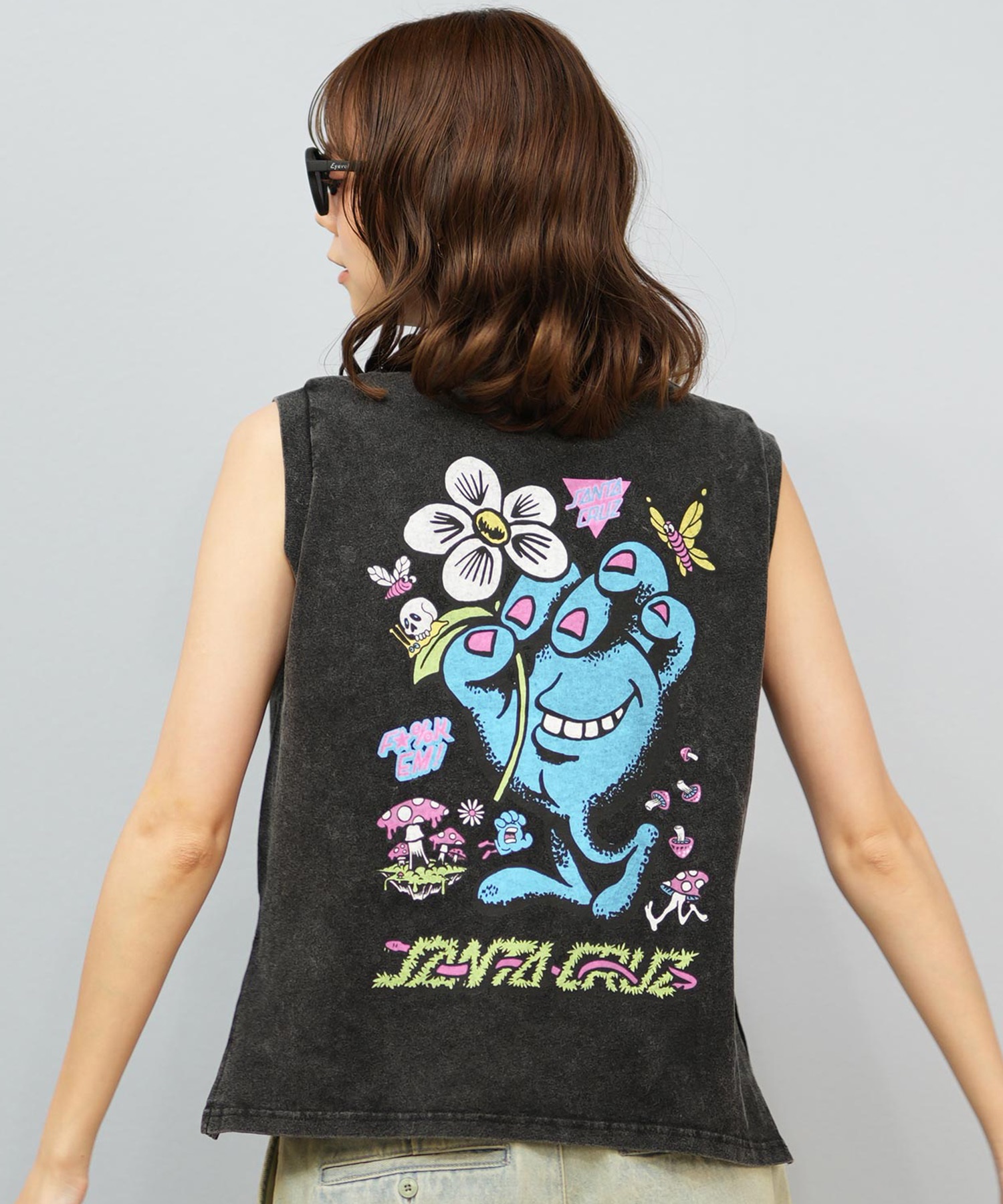 SANTACRUZ サンタクルーズ タンクトップ レディース バックプリント 古着風 ヴィンテージ加工 502253438 SANTACRUZ サンタクルーズ タンクトップ レディース バック