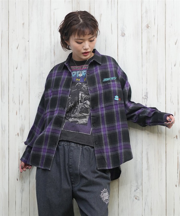 SANTACRUZ サンタクルーズ 長袖 シャツ レディース ネルシャツ チェック柄 502251231 ムラサキスポーツ限定