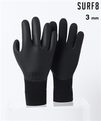 SURF8 サーフエイト 5GV スムースラバーグローブ 3mm サーフィン グローブ 真冬対応 ムラサキスポーツ(BLK-XS)