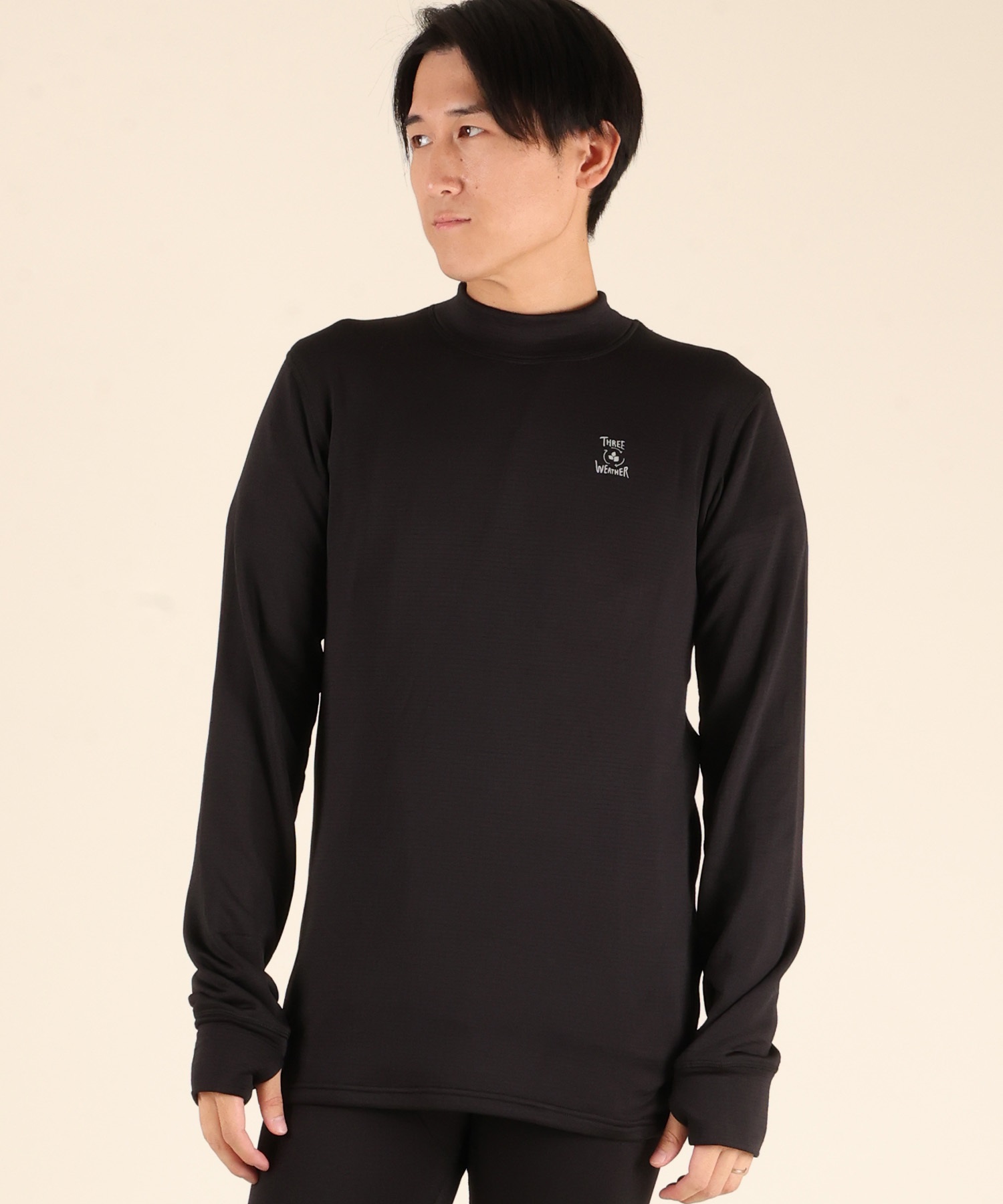 THREE WEATHER スリーウェザー SUPER WARMS MOCK TOPS MTWO-006C スノーボード インナー 【2526】(BLACK-M)
